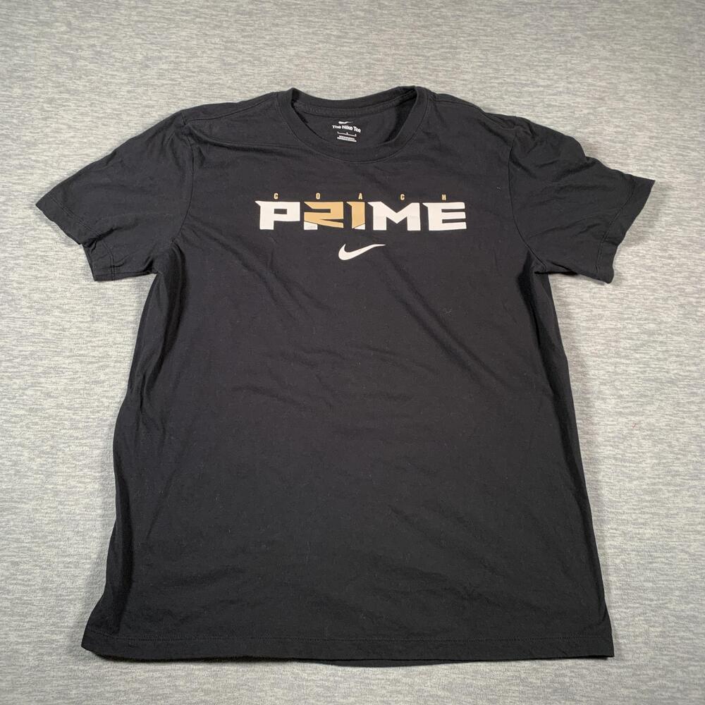 Nike Shirt Mens Medium Black Gold Coach Prime Graphic Short Sleeve The Nike Tee